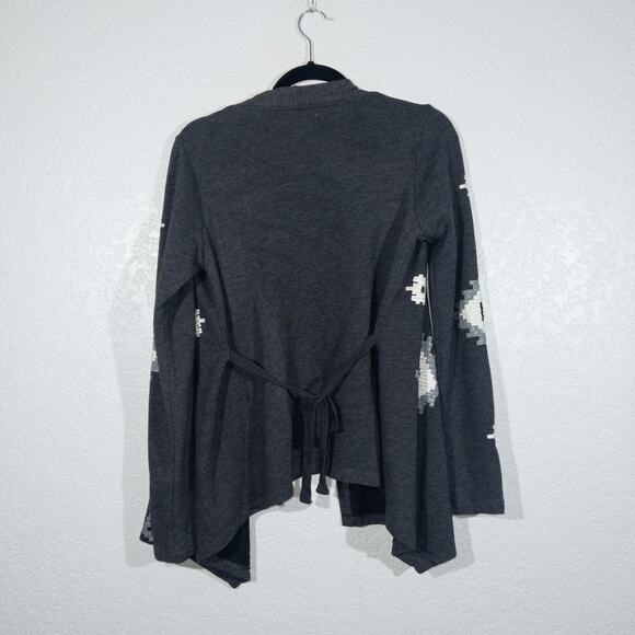 Lucky‎ Bliss x Lucky Brand Gray Aztec Tie Waist Cardigan Size Small - Picture 5 of 5